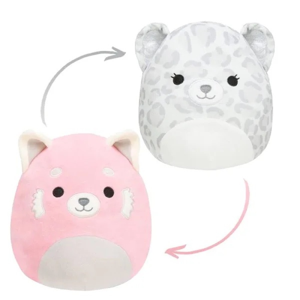 Squishmallows Kellytoy Flipamallows Leopard and Panda 8" Plush Flip Toy